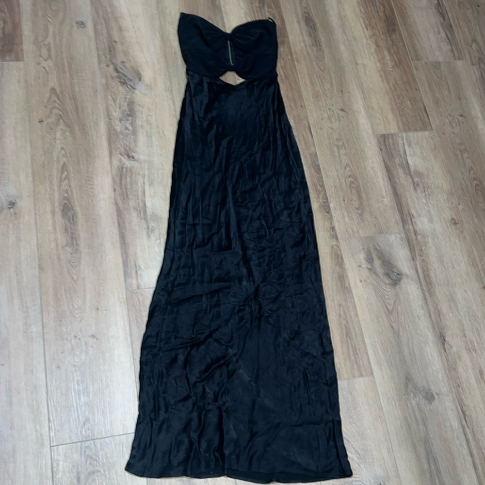 Bec & Bridge Black Strapless Cutout Satin Gown - Picture 4 of 6